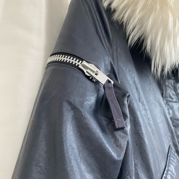 Free Ship. SAM hudson coat in NAVY white fur trim. - Picture 7 of 13